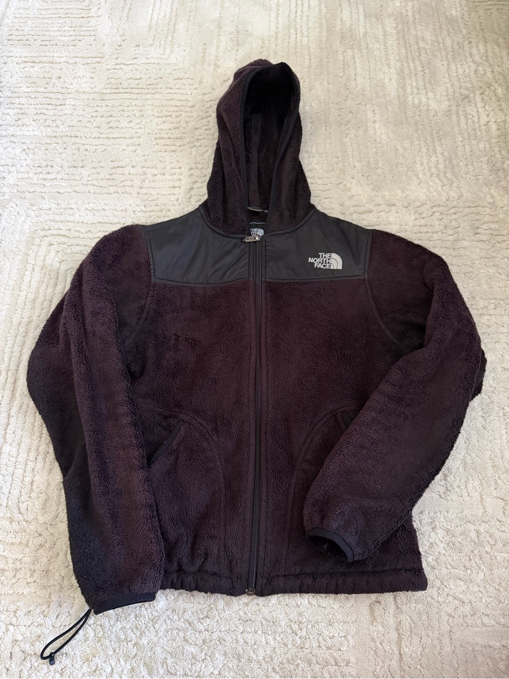 The North Face Black Plush Fleece Hooded Full Zip Jacket